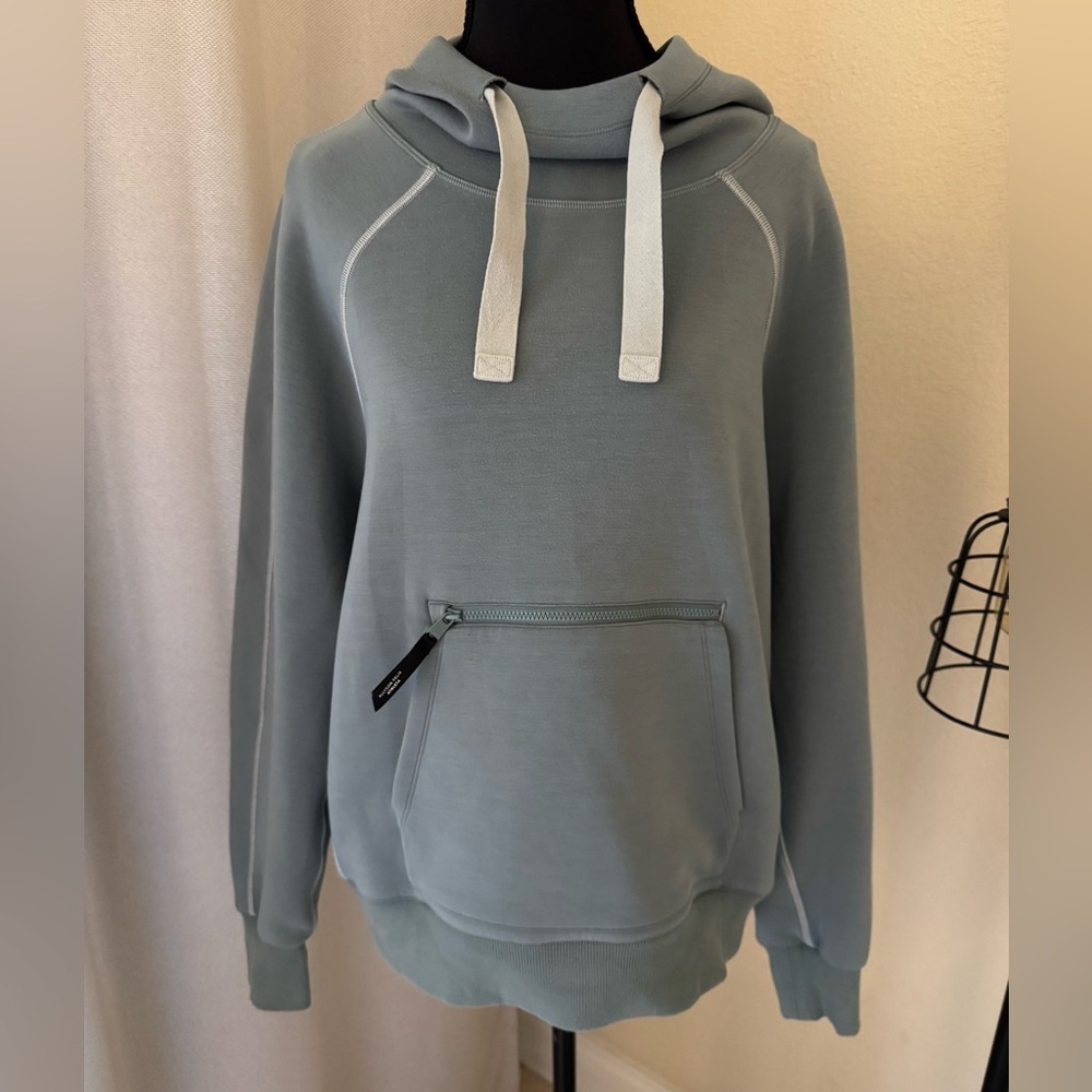 Athleta x Allyson Felix Sage Green Hoodie Small Zip Pocket Athleisure Pullover - Picture 2 of 11